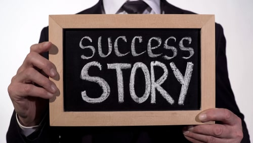 Success Story written on chalk board