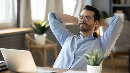 man with expression of relief