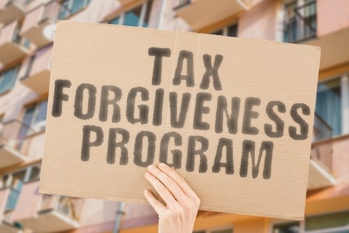 tax forgiveness program written on sign